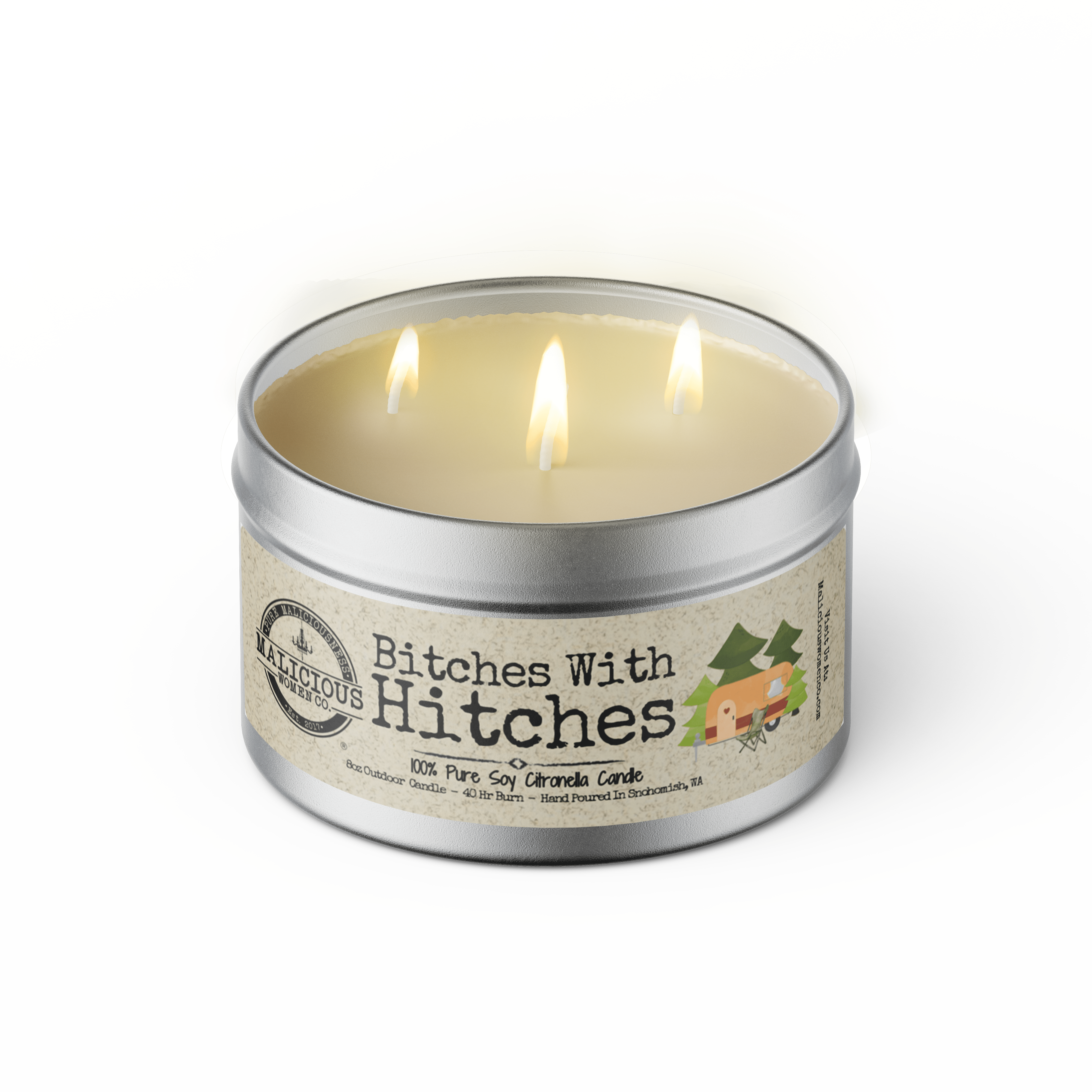 Bitches With Hitches! Outdoor Citronella Candle - Select Your Scent - Malicious Women Co. - Summer Candle